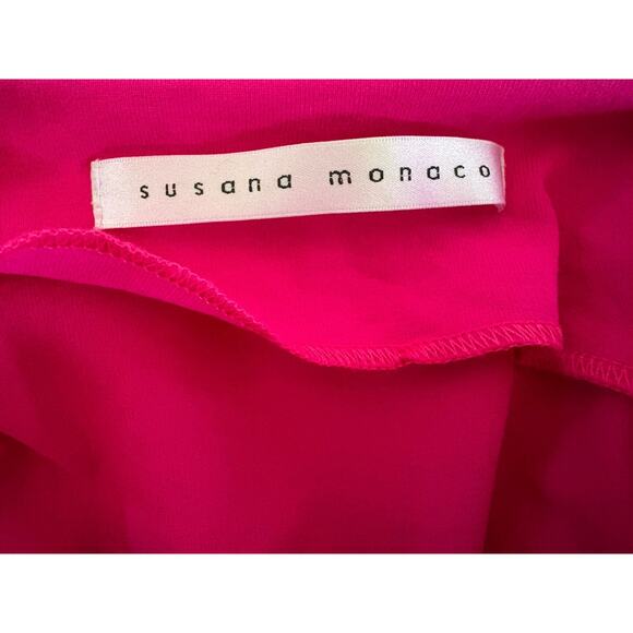 Susana Monaco Hot Pink Stretch Scoop Back Dress - Medium Bodycon Y2K Party $178 - Picture 2 of 8